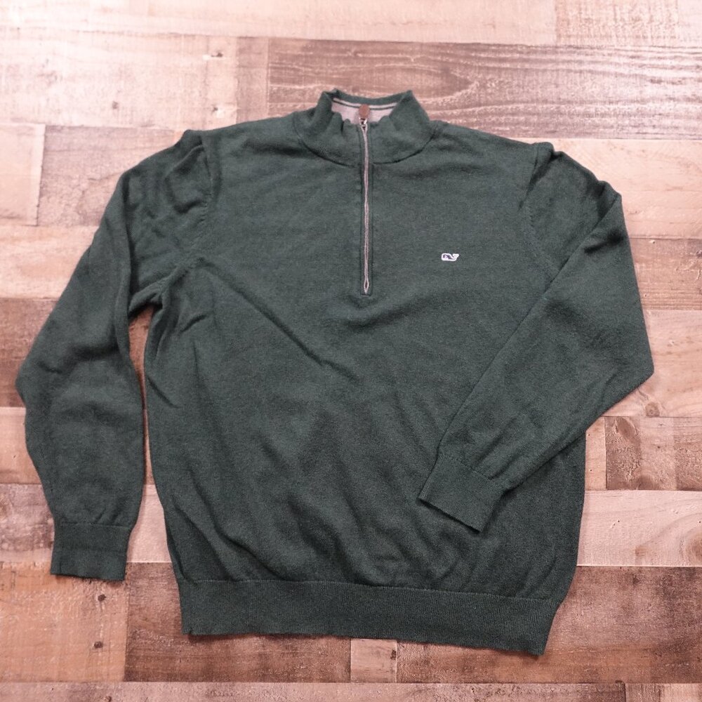 Vineyard Vines‎ Palm Beach Cotton-Cashmere 1/4 Zip Sweater men's large green